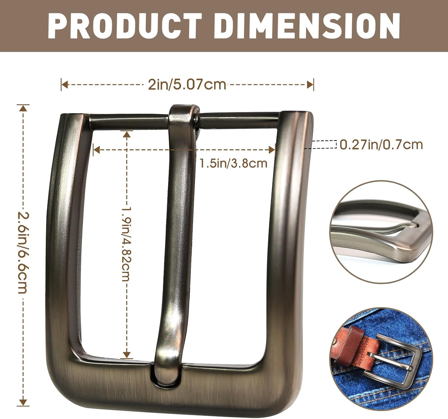 Metal Belt with Buckle Classic Unisex Replacement Belt Buckle For All Kinds of Dressing Styles Gifts