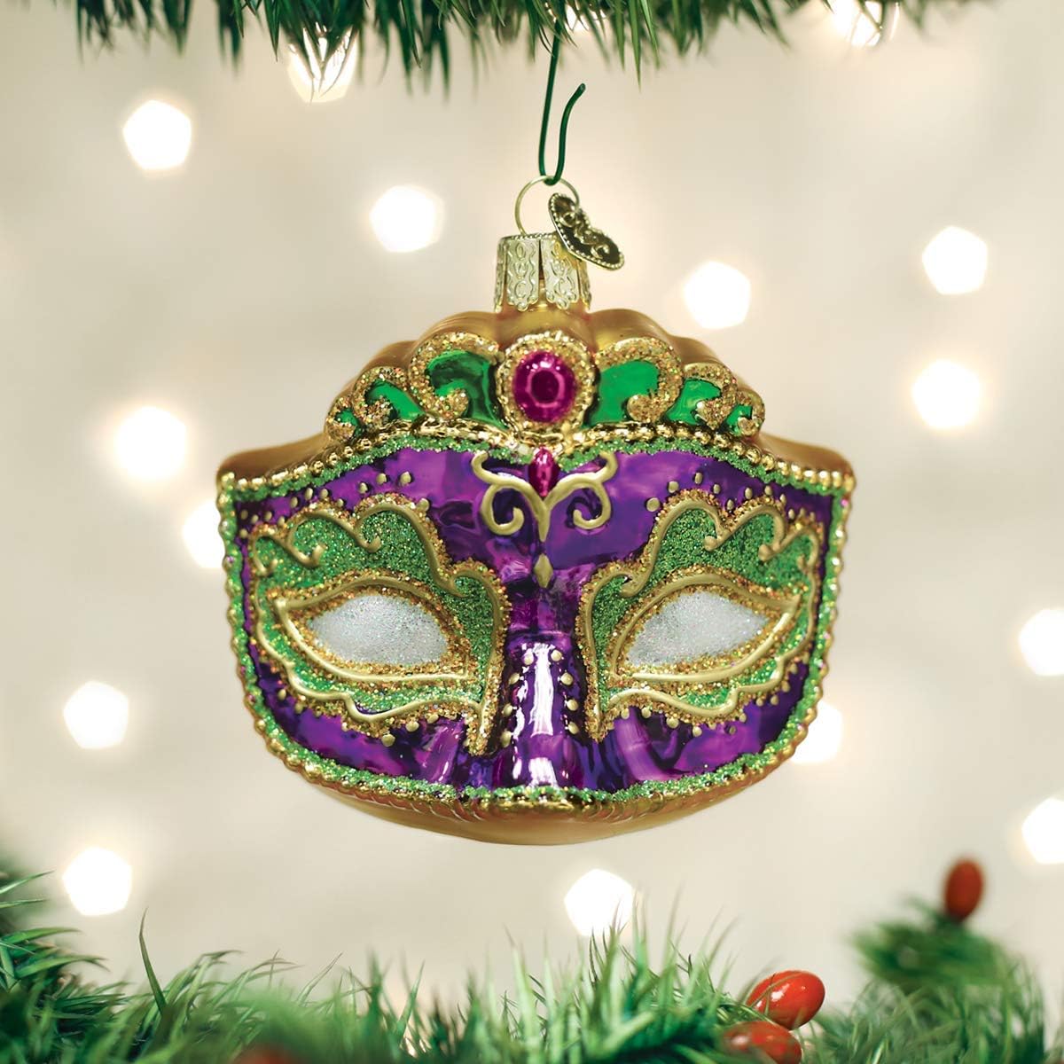 Old World Christmas 36241 Cities, Places and Landmarks Glass Blown Ornaments for Christmas Tree Mardi Gras Mask, 3 X 3 X 2.5 - Image 2