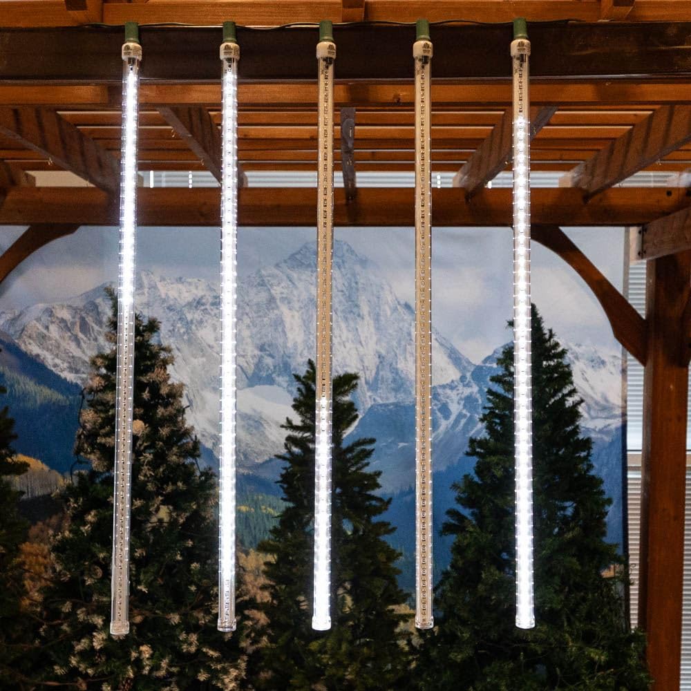 Novelty Lights 5 Pack Pure White 36 Inch LED Cascading Meteor Starfall Icicle Tube Lights for Outside, Fits C9 E17 Intermediate Base