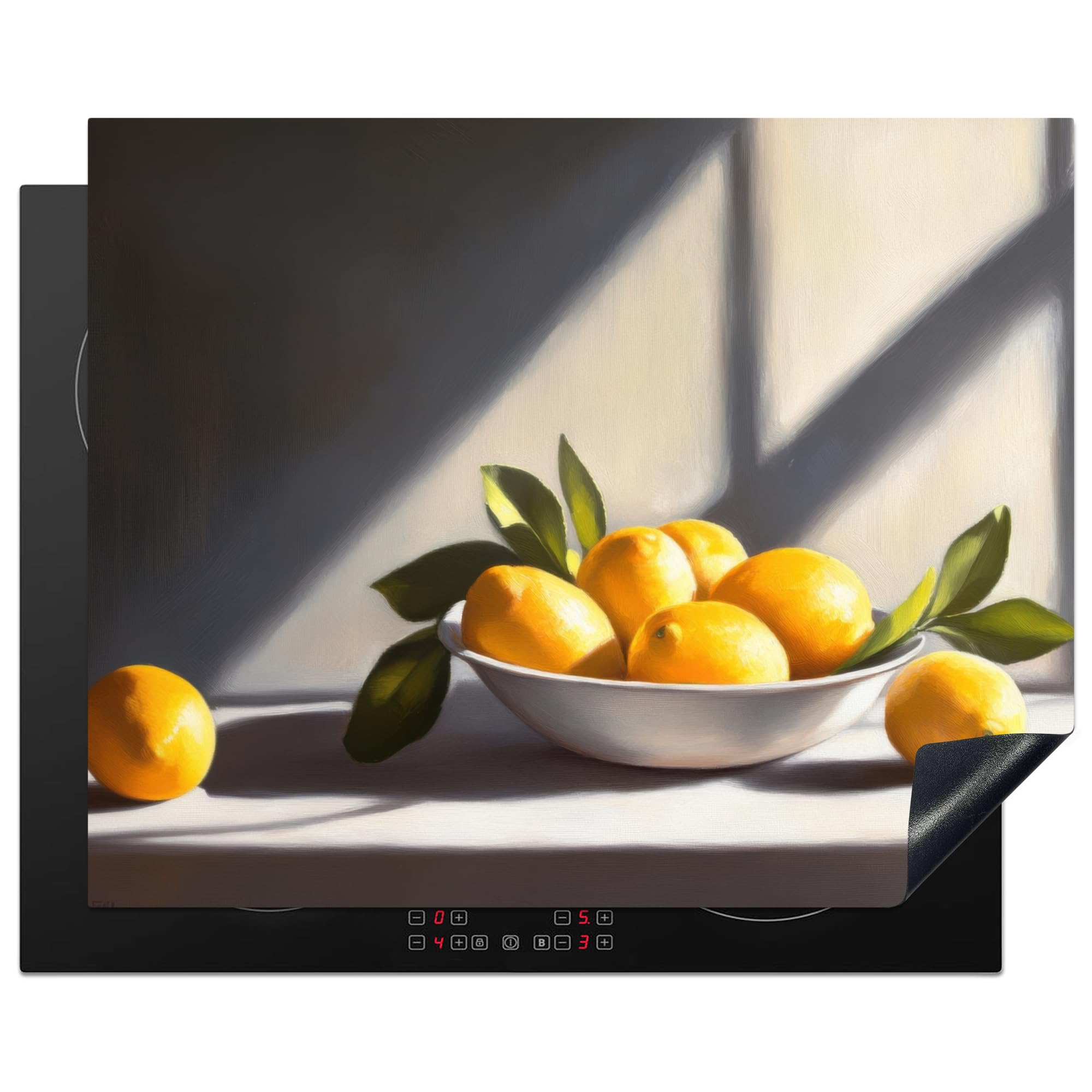 KitchenYeah© Induction Hob Protector Mat 20.5"x25.6" / 65x52 cm Stove Cap Top Cover Kitchen Cooker Covers for Electric Hobs Vinyl Lemons - Still Life - Yellow — image 1