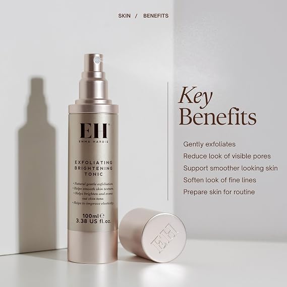 Emma Hardie 100ml Exfoliating Brightening Tonic with AHA & BHA, Reduces Signs of Ageing and Increases Skin Elasticity, Smooths & Revitalises Skin, Suitable for Sensitive Skin, Vegan & Cruelty Free