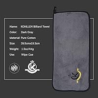 Vista 4 de KONLLEN Toalla para taco de billar - 100% algodón negro, toalla de limpieza para taco de billar de 8 bolas, accesorios de mantenimiento, juego