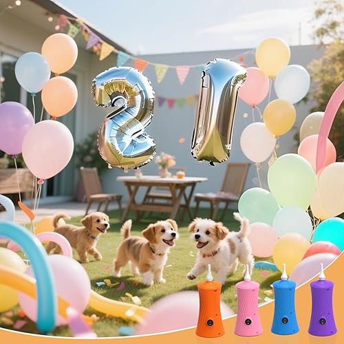 Miniatura 6 de Bomba eléctrica de globo de aire, bomba de globo de animales largos portátil, máquina sopladora eléctrica azulnaranjarosa 110-120V 30W inflador