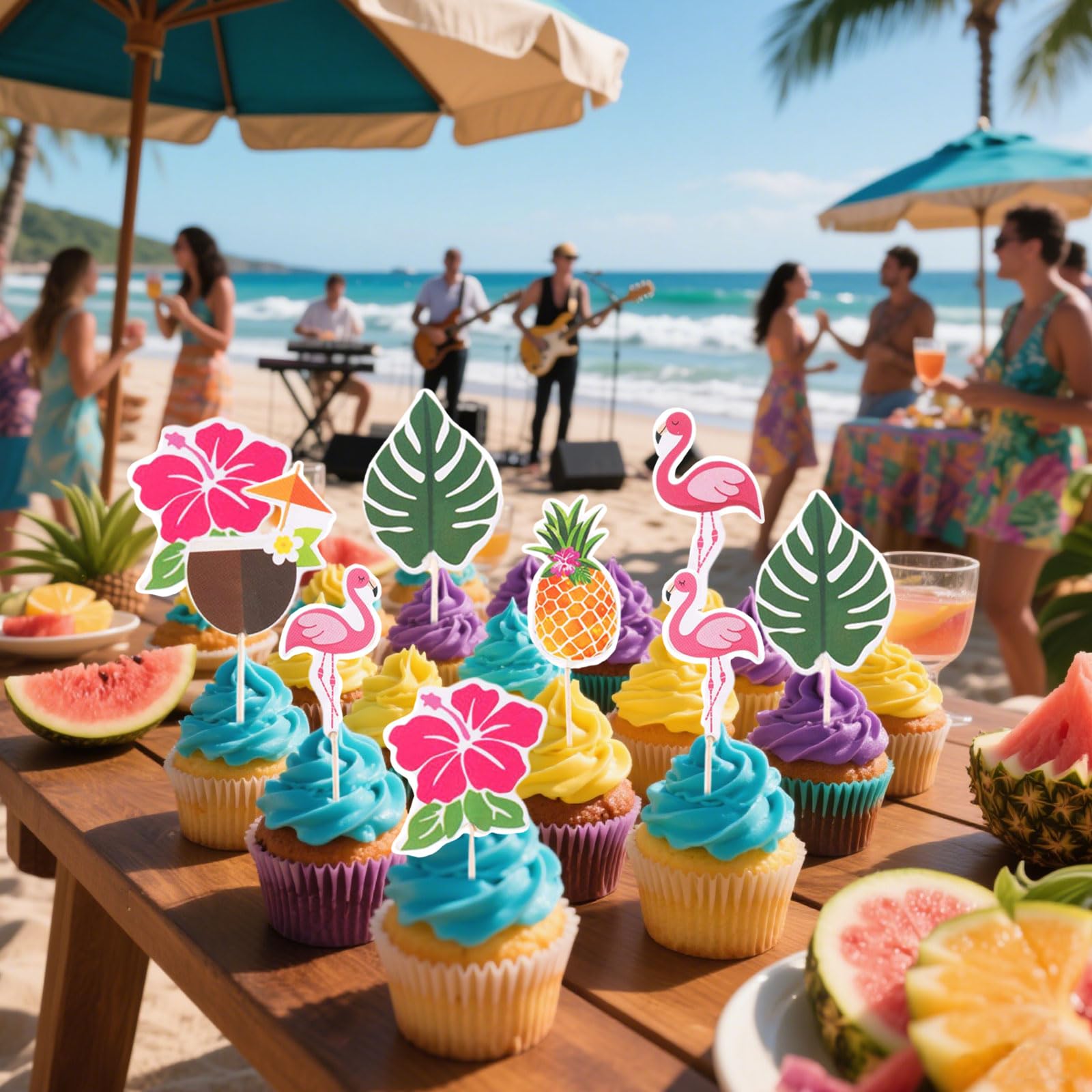 24 pezzi di decorazioni per cupcake a forma di fenicottero, decorazioni