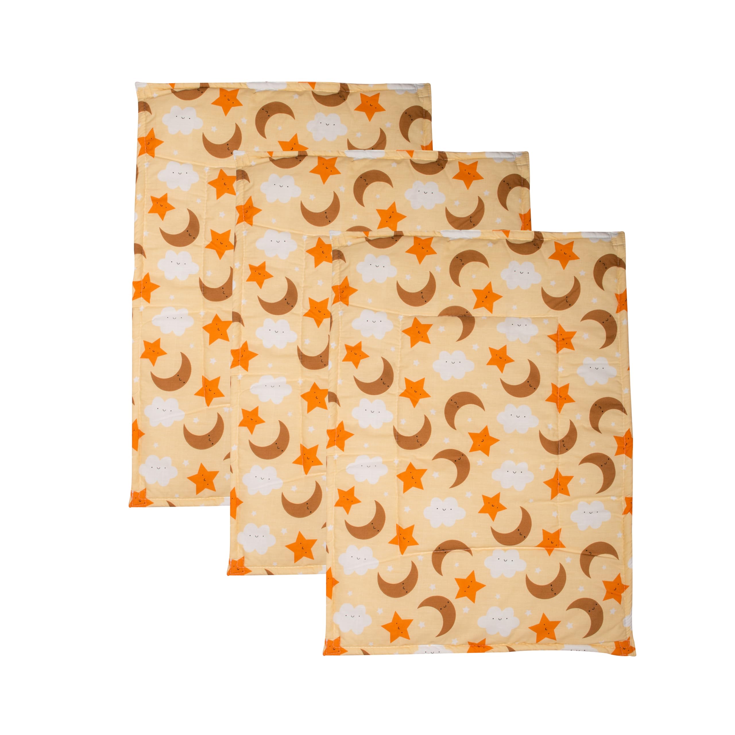 Mittenbooty Baby Soft Quilted Cotton Cushioned Changing Sheet Pack of 3 with Detachable Plastic Sheet- Cloud Print Yellow-image-17
