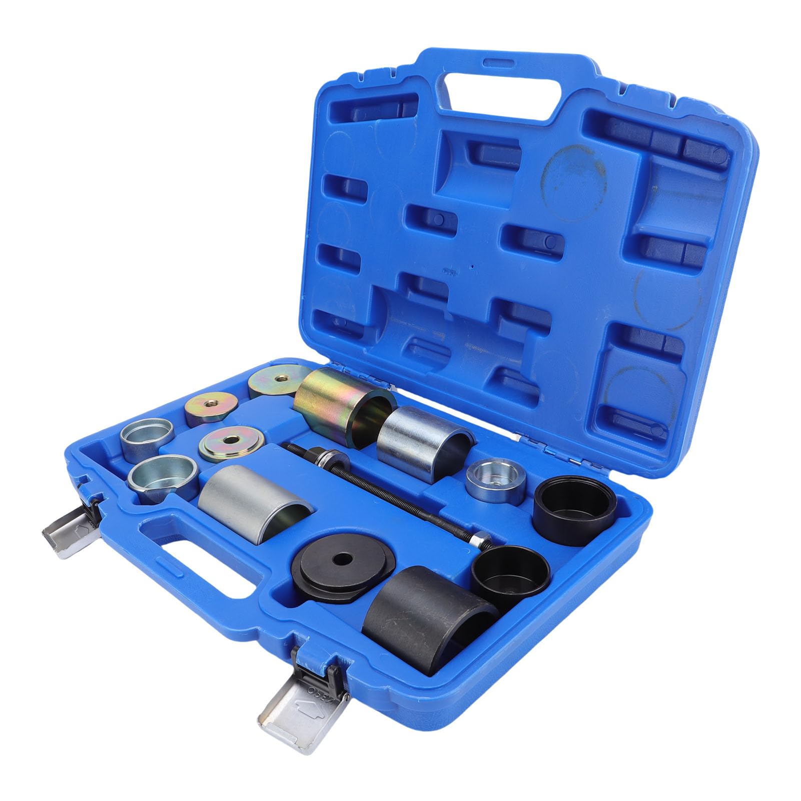 VGEBY Kit de Herramientas para Diferencial y Casquillo de Eje, Juego de Extractor de Cojinetes Silencioso de Acero Al Carbono, 14 Piezas con Varilla Roscada y Manguitos Adaptadores para Extracción