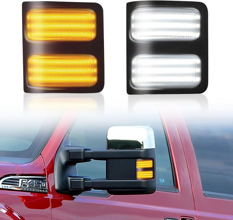 Luzes de seta e posição sequenciais para retrovisor Ford F250 F350 F450 F550 Super Duty 2008–2016 doiplent – Par
