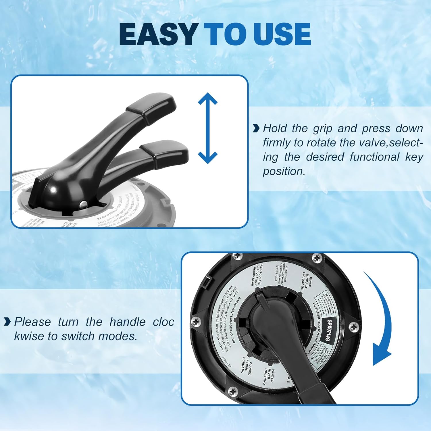 SPX0714BA Multiport Valve Cover Handle Assembly Compatible with Hayward Multiport Valve and Sand Filter Systems,Hayward SP0714T and S210S, S220T2 Pro Series