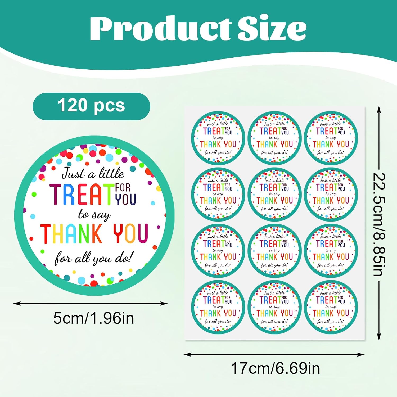 120 Pcs Thank You for All You Do Stickers, 2 Inch Colored Dot Teacher Appreciation Sticker, Thank You Stickers for Small Business, Packaging Round Sticker Labels for Employees Gift Wrapping - Image 2