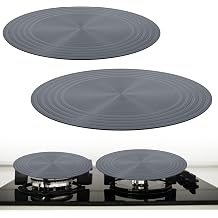 2 Pack Heat Diffuser for Gas Stove, 9.4" & 11" Aluminum Flame Tamer Plate, Heat Diffuser for Electric Stove & Glass Cooktop, Even Heats Distribution, Fast Defrosting Tray, Protects Cookware