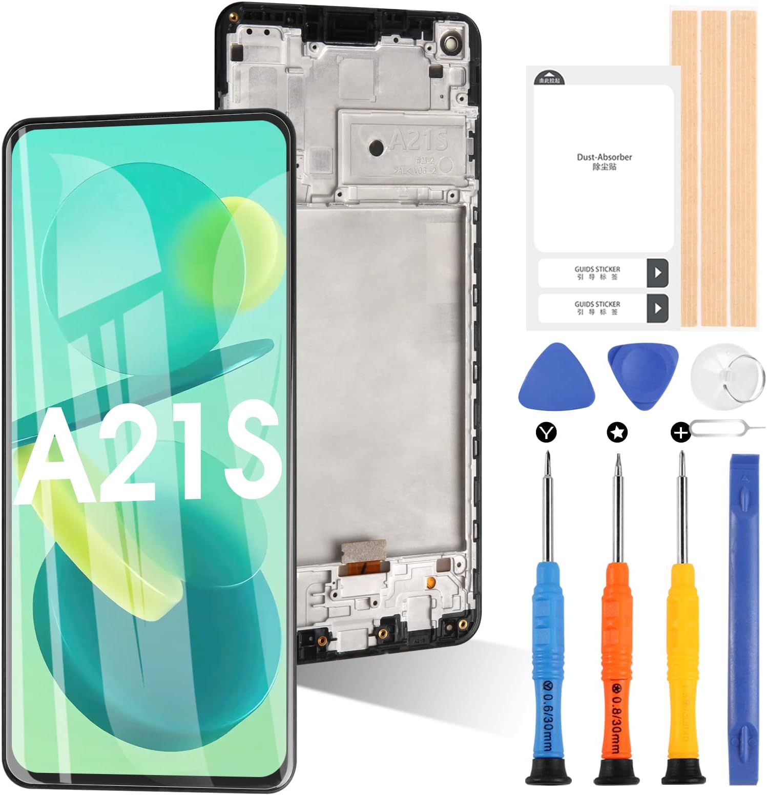 Screen for Samsung Galaxy A21s SM-A217F/DS SM-A217M/DS SM-A217F/DSN LCD Display Touch Digitizer Replacement Repair Parts with Tools (Black with Frame,Not for A21)