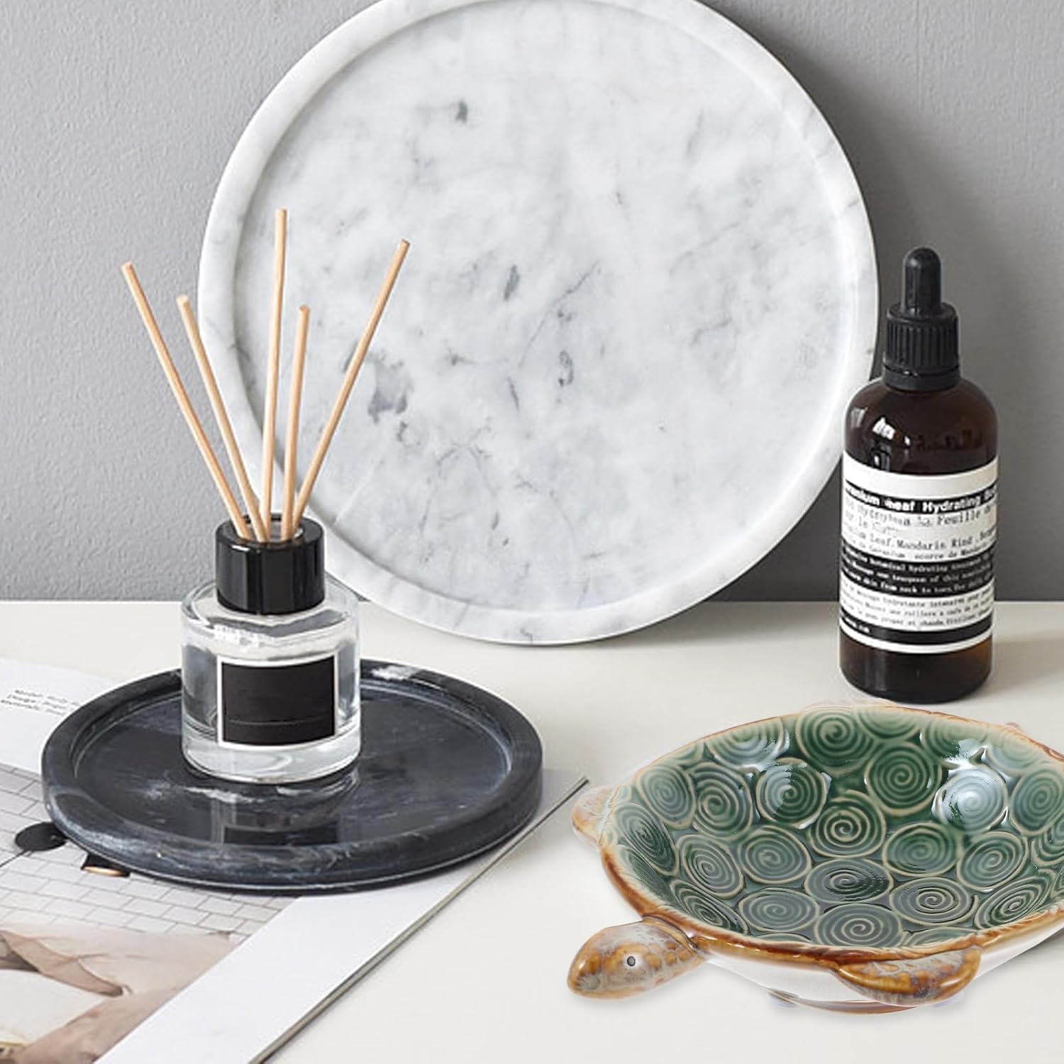 LIFKOME Ceramic Turtle Jewelry Plate Tray 6.69X5.11X1.57In Decorative Jewelry Organizer for Rings Earrings Necklaces Compact Storage Display Dish