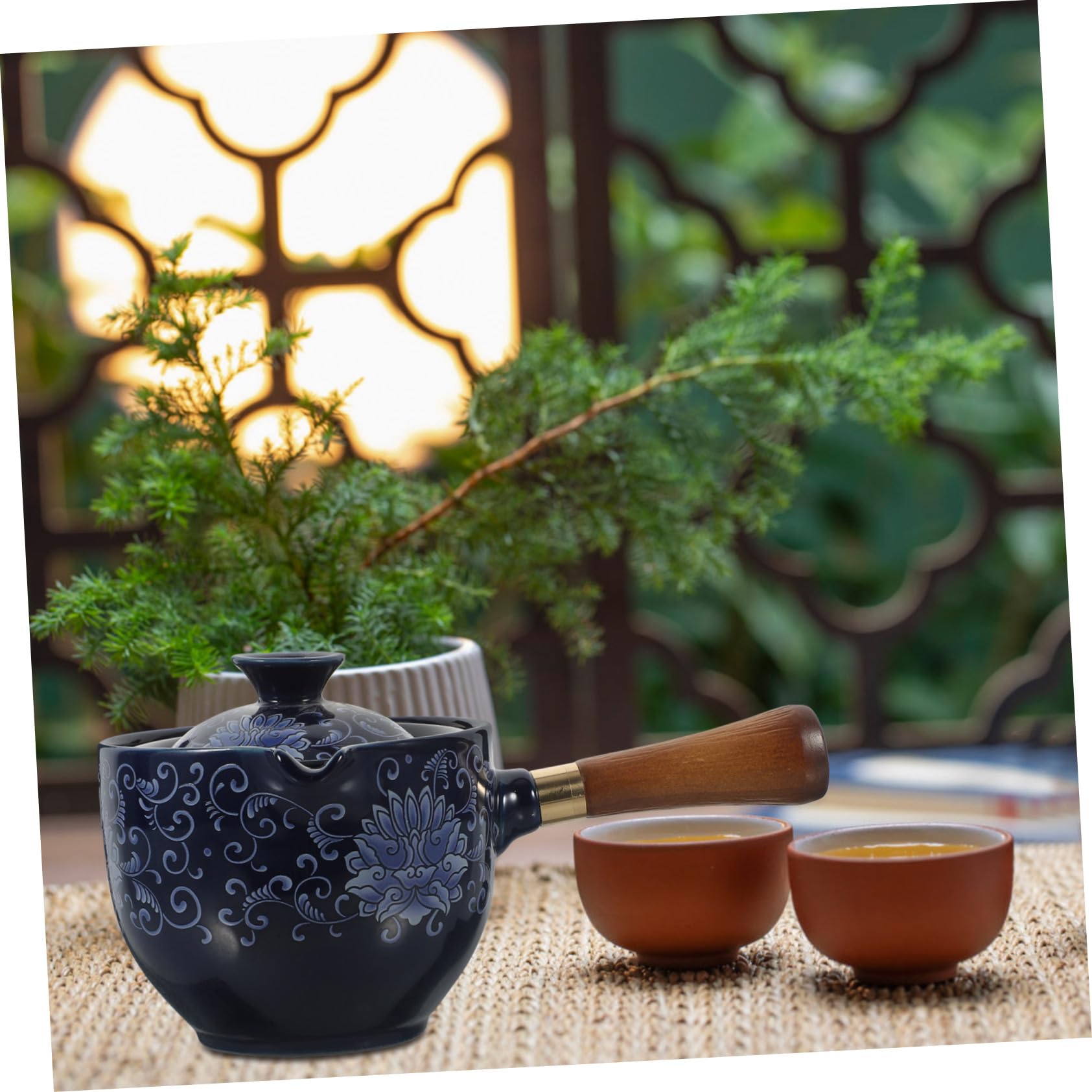 Teekanne mit drehbarem Seitengriff, Kung-Fu-Teetasse, Kyusu-Teekanne, Schokoladenwärmer, Cezve-Kaffeekanne, drehbare Teekanne, chinesische Teekanne, dekorative Teekanne, Reise-Keramik-Werkzeug, Hol