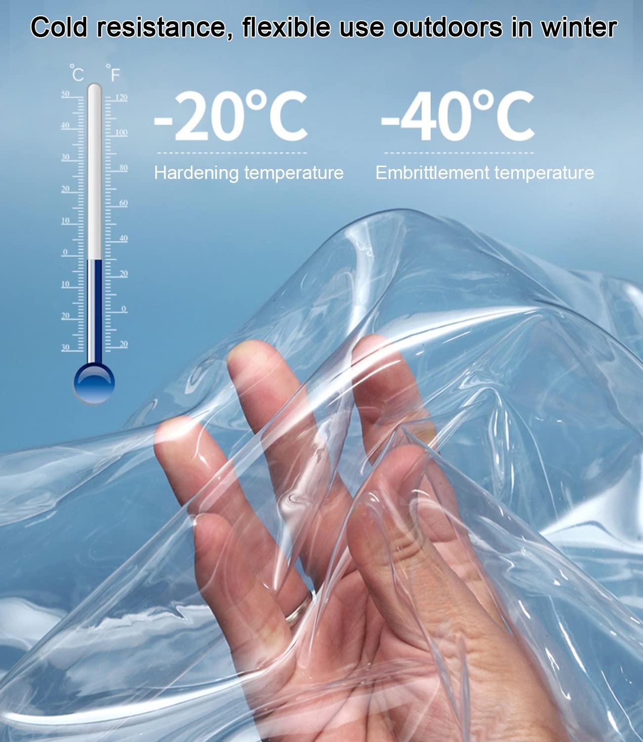 Bâche Transparente avec Oeillets Renforcés, Clair Bâche Étanche, 0.35mm Rideau en PVC Résistant Aux Déchirures pour Vent & Pluie Protection, 450g/m² (Color : Clear, Size : 2x2.2m)