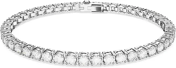 Swarovski Matrix Tennis Bracelet, Round Cut Crystals, Pink, Blue, Black, Clear, Rhodium, Gold-Tone and Rose Gold-Tone Finishes