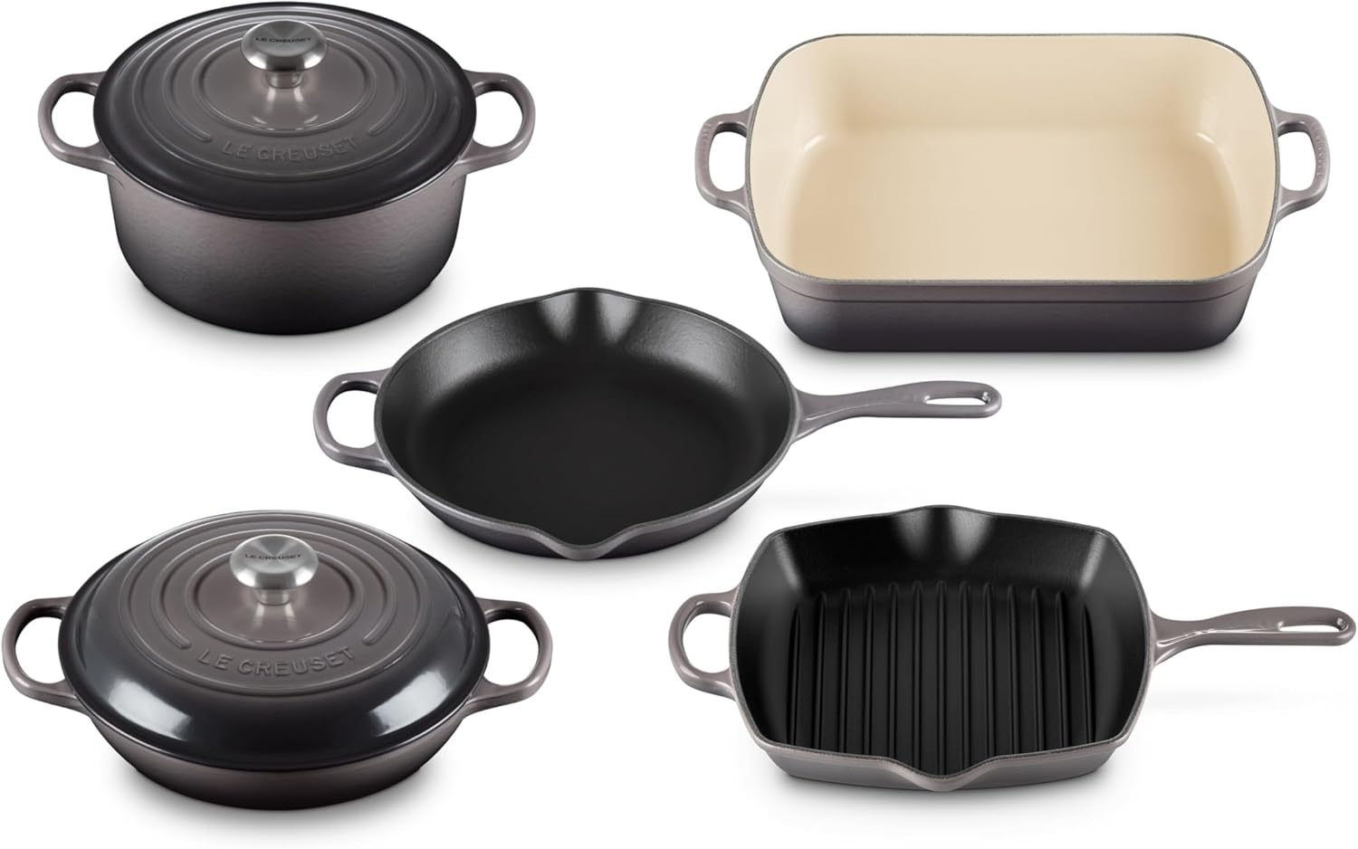 Le Creuset Enameled Cast Iron Signature Cookware Set, 7 pc, Oyster