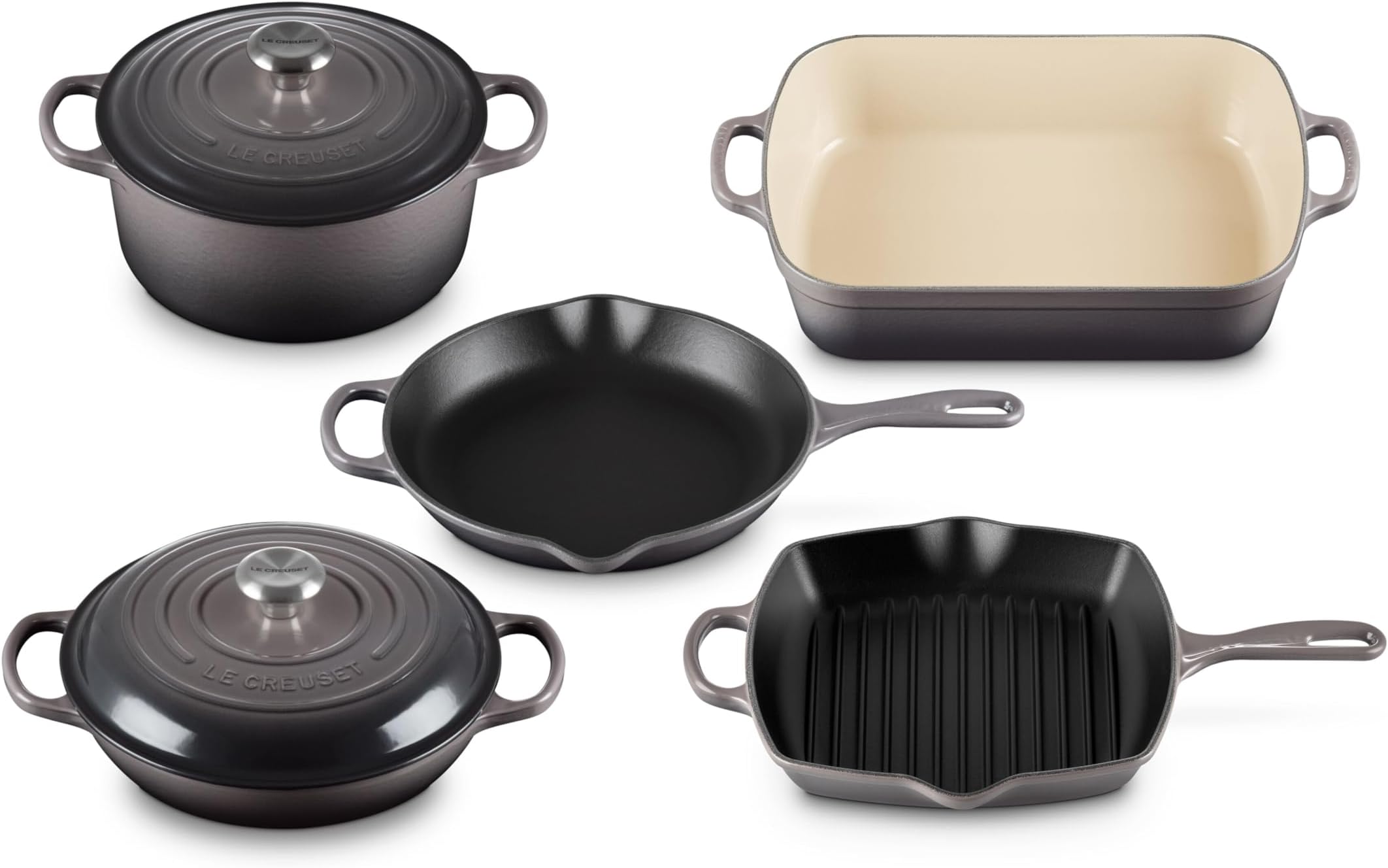 Le Creuset Enameled Cast Iron Signature Cookware Set, 7 pc, Oyster