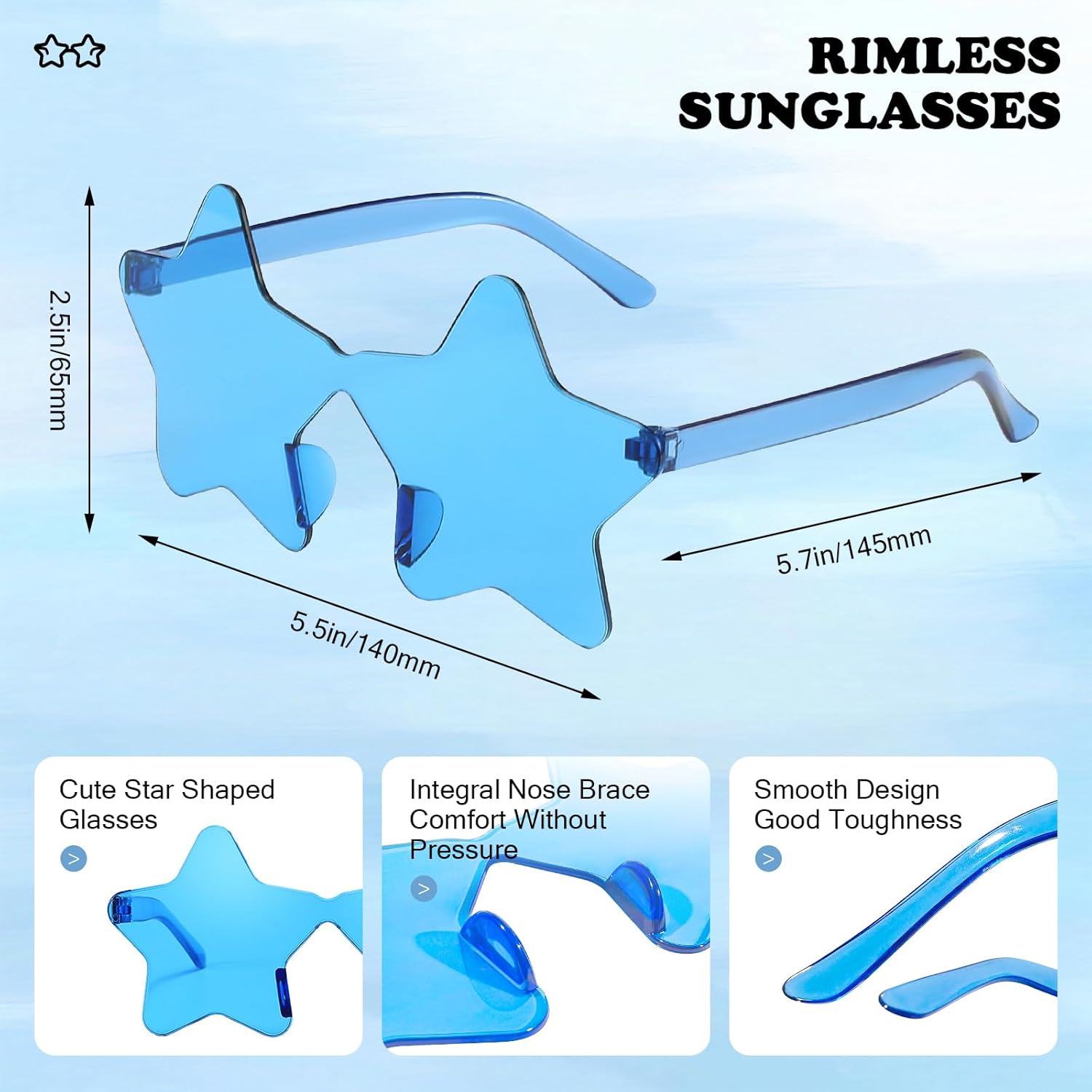 Matcheck 18/45 Pack Mixed Style Rimless Sunglasses Bulk Transparent Candy Mixed Color Glasses Clear Party Eyewear for Women - Image 6