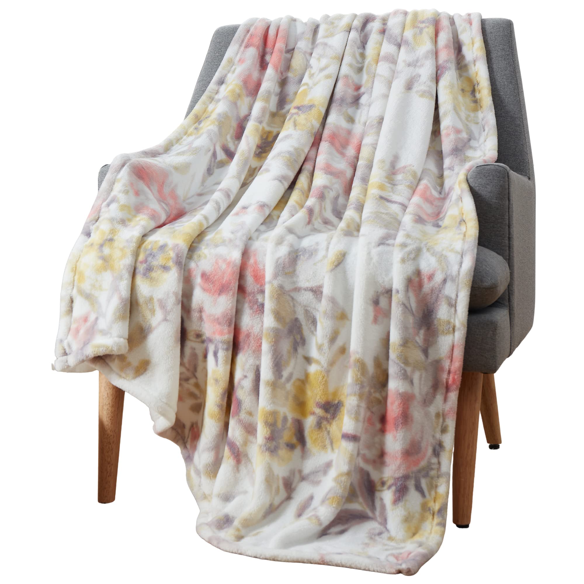 Serafina Home Throw Blanket: Velvelty Soft, Durable Fleece Accent for Bed or Couch (Watercolor Garden, 50 x 70 inches) — image 1