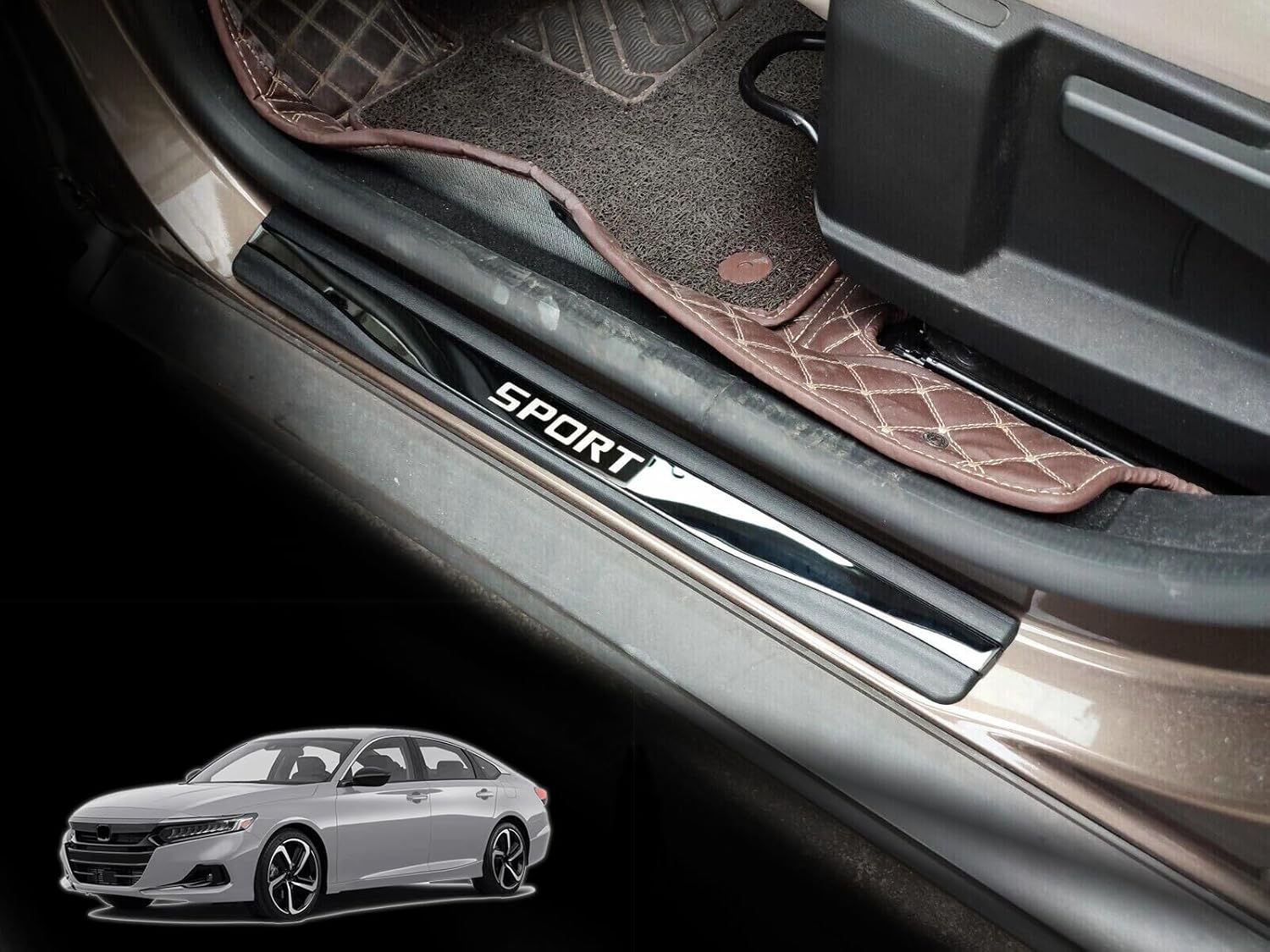 Car Door Sill Scuff Protector, for Honda Accord 2018-2022 Accessories, Door Entry Guard Plate Trim Cover, Auto Interior Accessory Kick Panels 4pcs Set