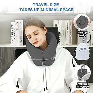 jiaao Travel Pillow, Neck Pillow Airplane, Plane Pillow Memory Foam Travel Neck Pillow with 360 Head and Neck Support, Portable Travel Essential Suitable for Airplane, Car, Train, or Bus Trip