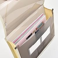 Vista 8 de Carpeta de archivos expandible organizador de documentos r con solapa y cierre de cable, bolsa de documentos transparente impermeable, expansión