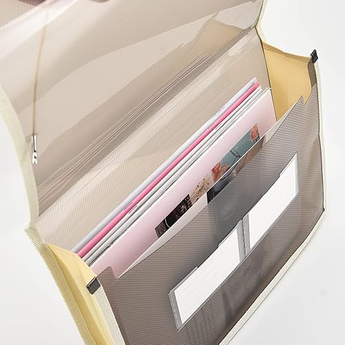 Miniatura 8 de Carpeta de archivos expandible organizador de documentos r con solapa y cierre de cable, bolsa de documentos transparente impermeable, expansión