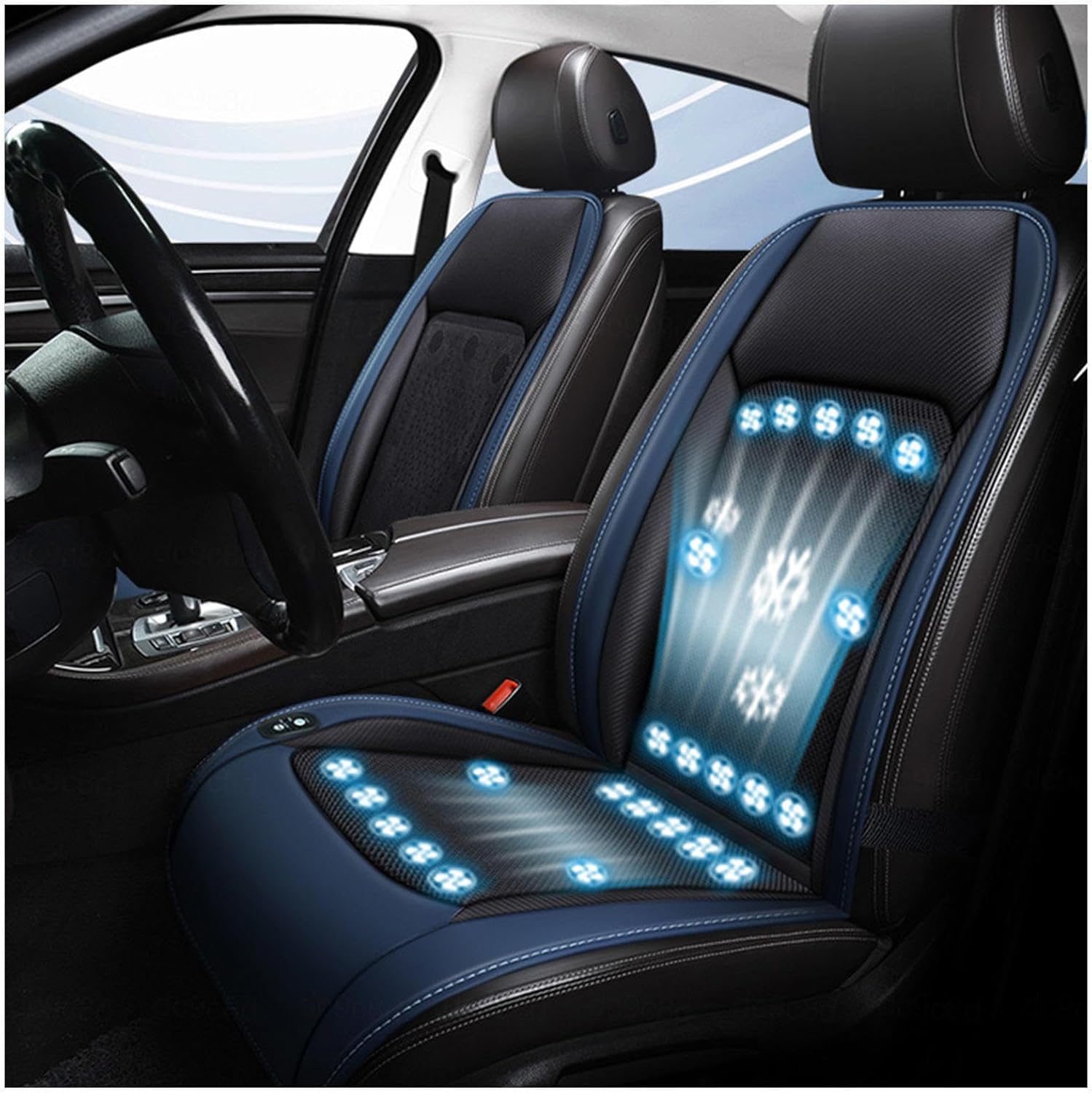 Generisch Ventilazione del sedile auto – con 24 ventole, 12 V/24 V, 3 livelli di raffreddamento e funzione massaggiante, adatto per auto, camion e furgone (sedile ventilato), 12 V)