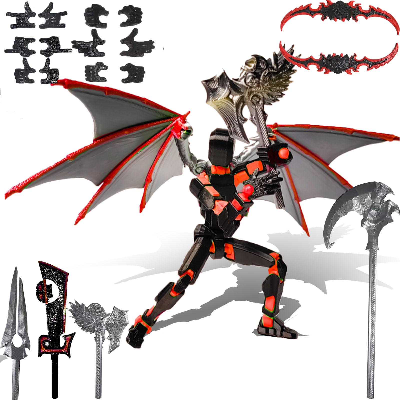 T13 Already Assembled Action Figure Accessories,T13 Multi-Jointed Movable,for Collectors Desktop Decorations t-13 Movability 3D Printed Toys (Black