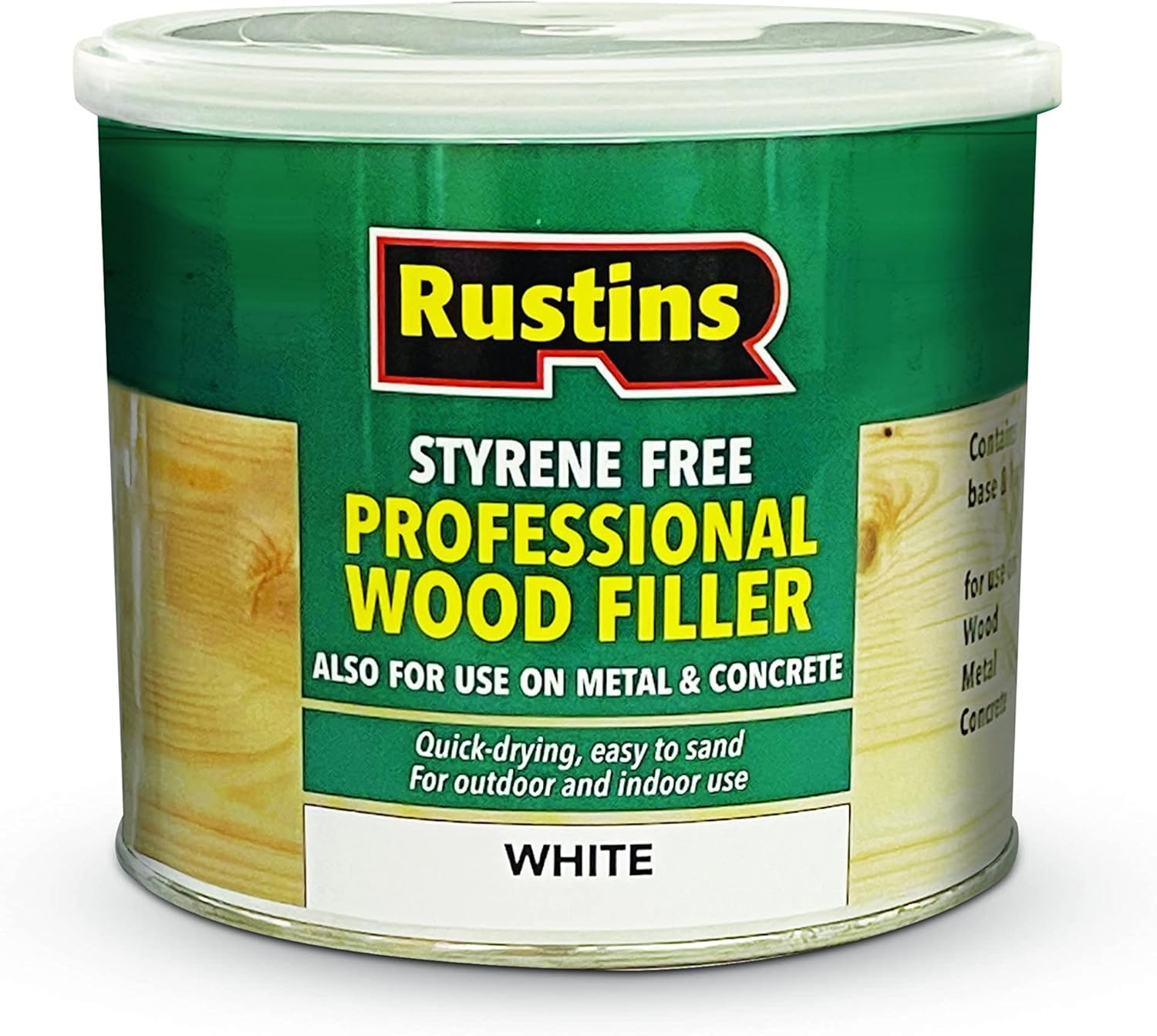 Rustins Styrene Free Professional Wood Filler White 500g BigaMart