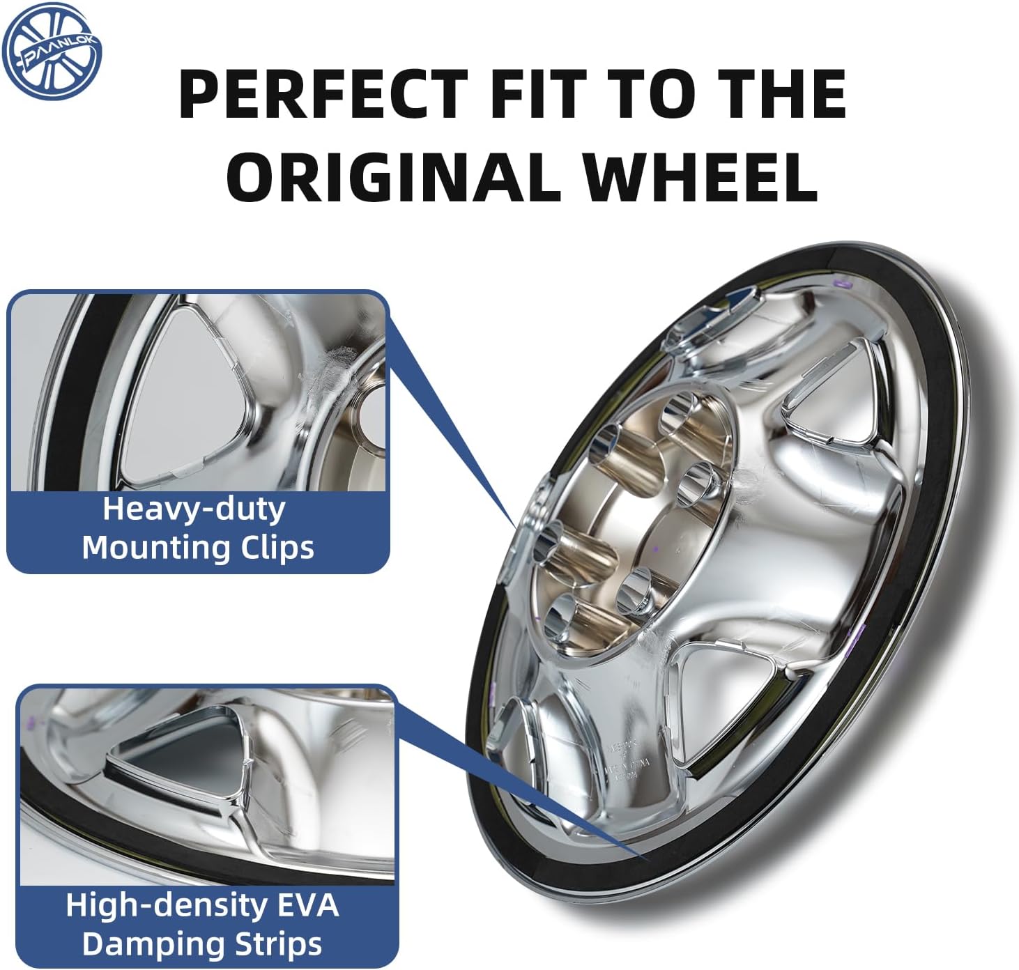 16 Inch Wheel Covers Hubcaps for 2005-2023 Toyota Tacoma, Fits Factory Steel Wheel OEM # 42601-AD041, 4-Pack Direct Replacement Chrome Silver Wheel Skins