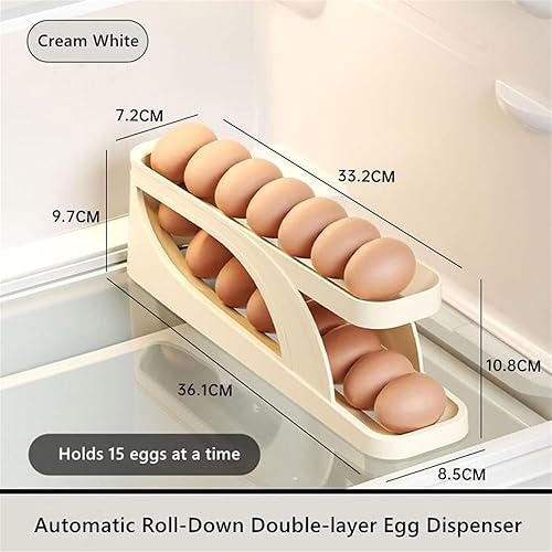 Miniatura 7 de Dispensador automático de huevos de doble capa enrollable 2023, contenedor automático de almacenamiento para gabinete de cocina y refrigerador (2