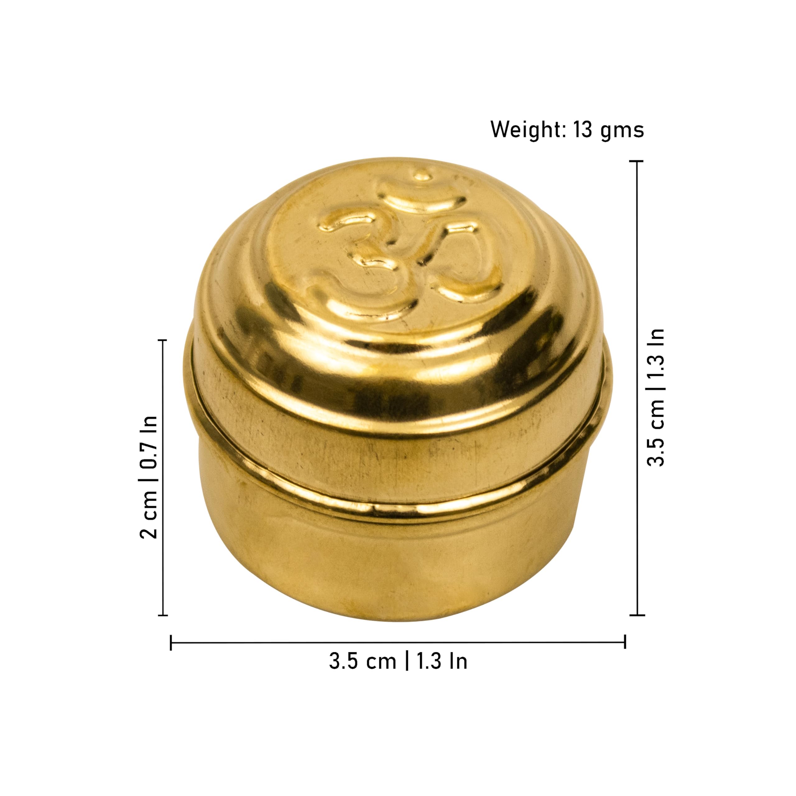 Brass Pooja Box - Store Kumkum & Puja Powders -5