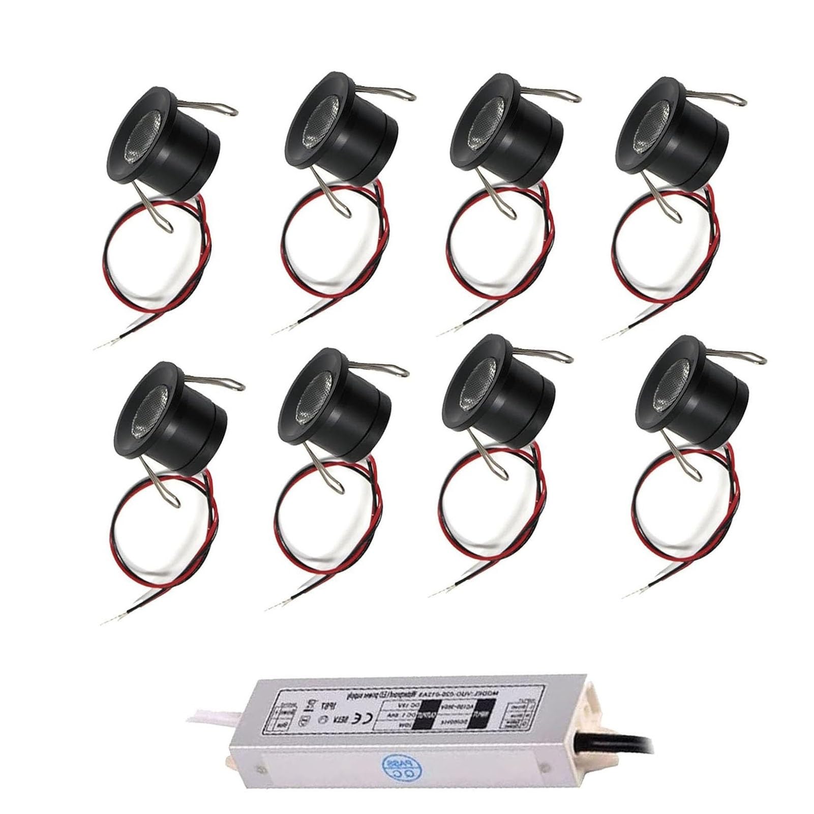 8 szt. Reflektor wpuszczany do gabloty, mini lampa sufitowa 12 V 1 W, ukryta ściana sufitowa do gablot i salonów(ciepły biały 3000k,A-DC12V)