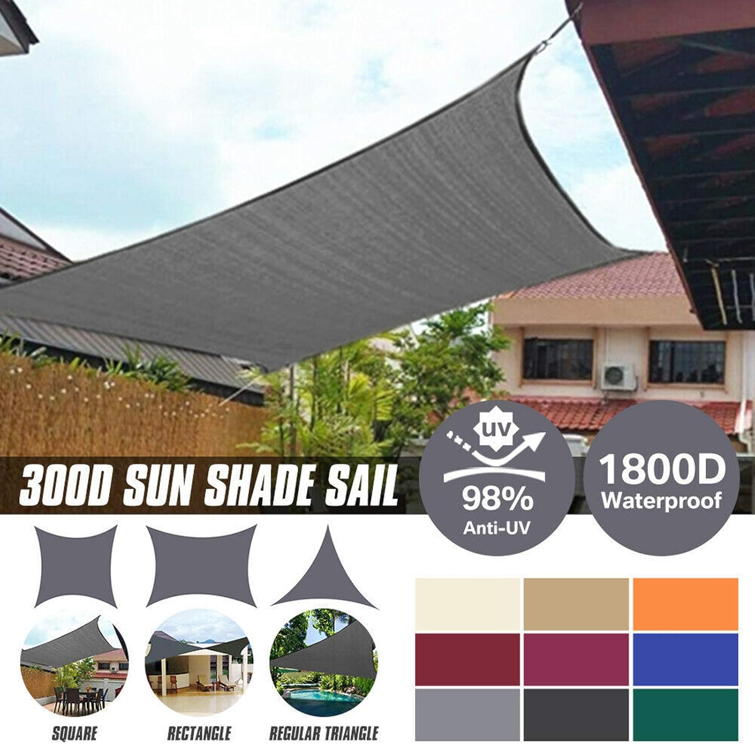 Vine Sun Shade Sail Rectangle Shade Cloth 98 UV Block Waterproof
