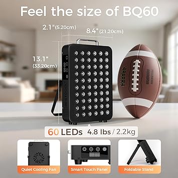 BestQool Red Light Therapy, Dual Chip Elite Grade LED Red Infrared Light Panel with Near-Infrared Light 660nm 850nm High Power Red Light Therapy Device at Home, Ideal for Body, Face, 105W (Black 60)