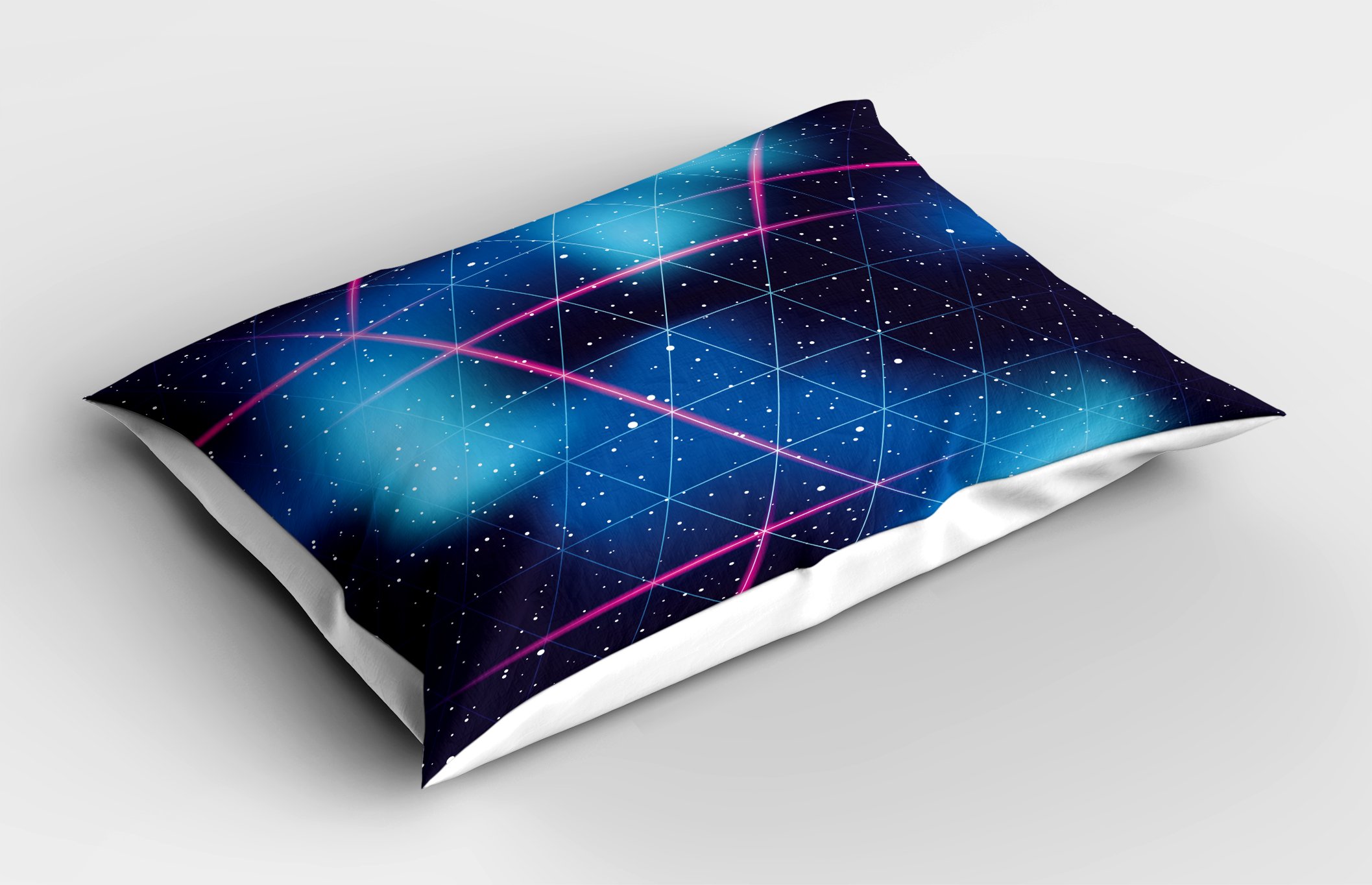 Ambesonne Navy and Blush Pillow Sham, Eighties Inspired Retrofuturistic Triangles Virtual Reality Sci Fi, Decorative Standard Size Printed Pillowcase, 26