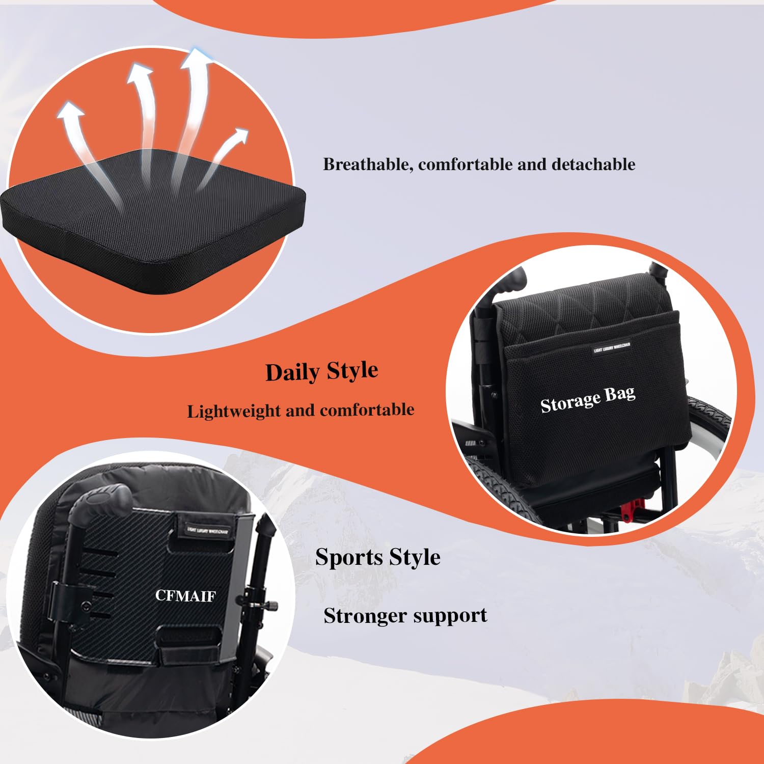 Silla Ruedas autopropulsada Plegable, Ligera, Aluminio, Frenos manuales, Antivuelco, Silla de Ruedas de tránsito para minusválidos(Size:44cm/17.3in Seat,Color:Daily)