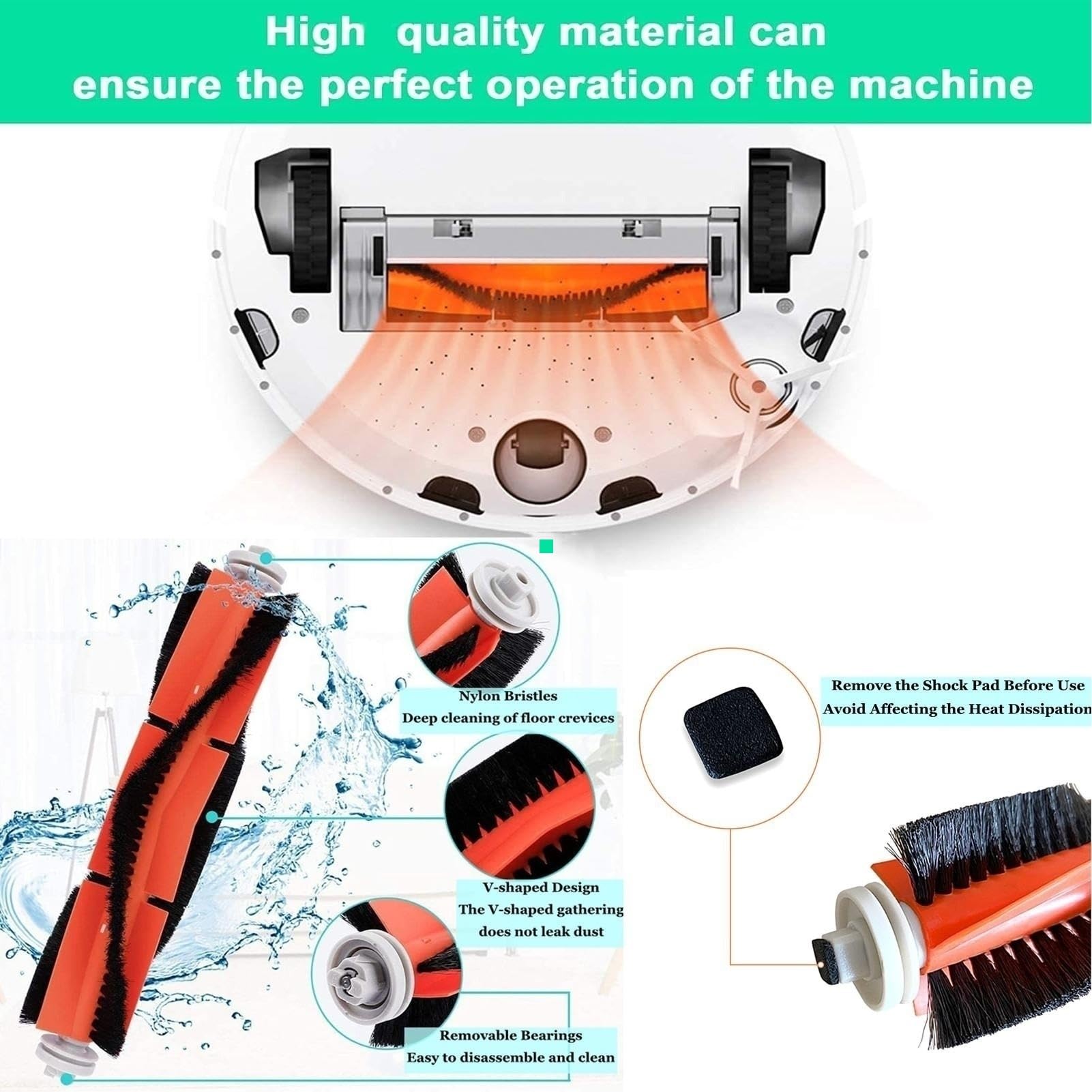 Ricambi FOREHILL Per Aspirapolvere Xiaomi Roborock S5 Max S6 Max S6 Pure S6 Maxv S50 S51 S55 S5 S60 S65 S6 Spazzola Principale Rimovibile 86975938