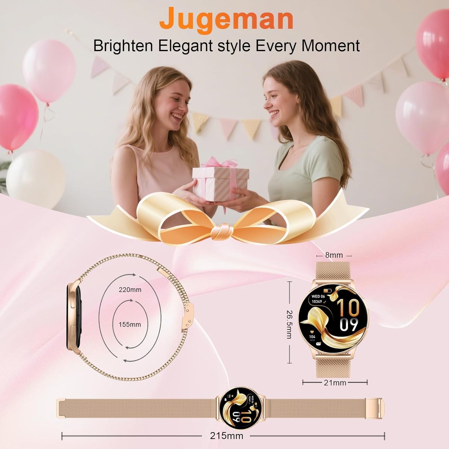 Montre Connectée Femme avec Appel Bluetooth, 1.32" Smartwatch avec Fréquence Cardiaque/SpO2/Sommeil Montre, 120+ Mode Sportifs Montre, IP68 étanche Fitness Podomètre Compatible pour Android iOS
