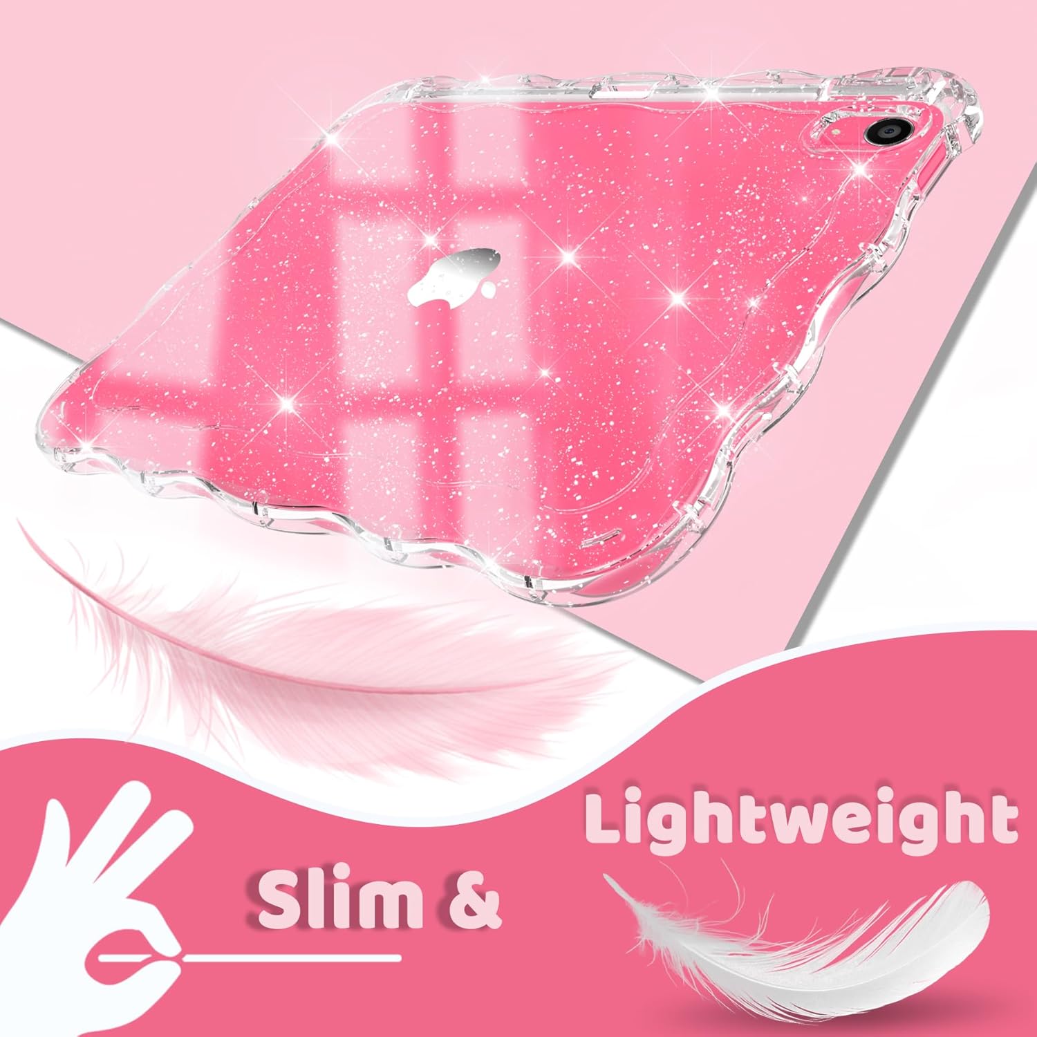 Glitter Case for iPad (A16) 11th Generation 2025 11-inch/iPad 10th Generation 10.9 inch, Wave-Border Soft TPU+Hard PC, Anti-Scratch Ultra Slim Protective Tablet Cover, Shockproof Impact Resistant. - Image 6