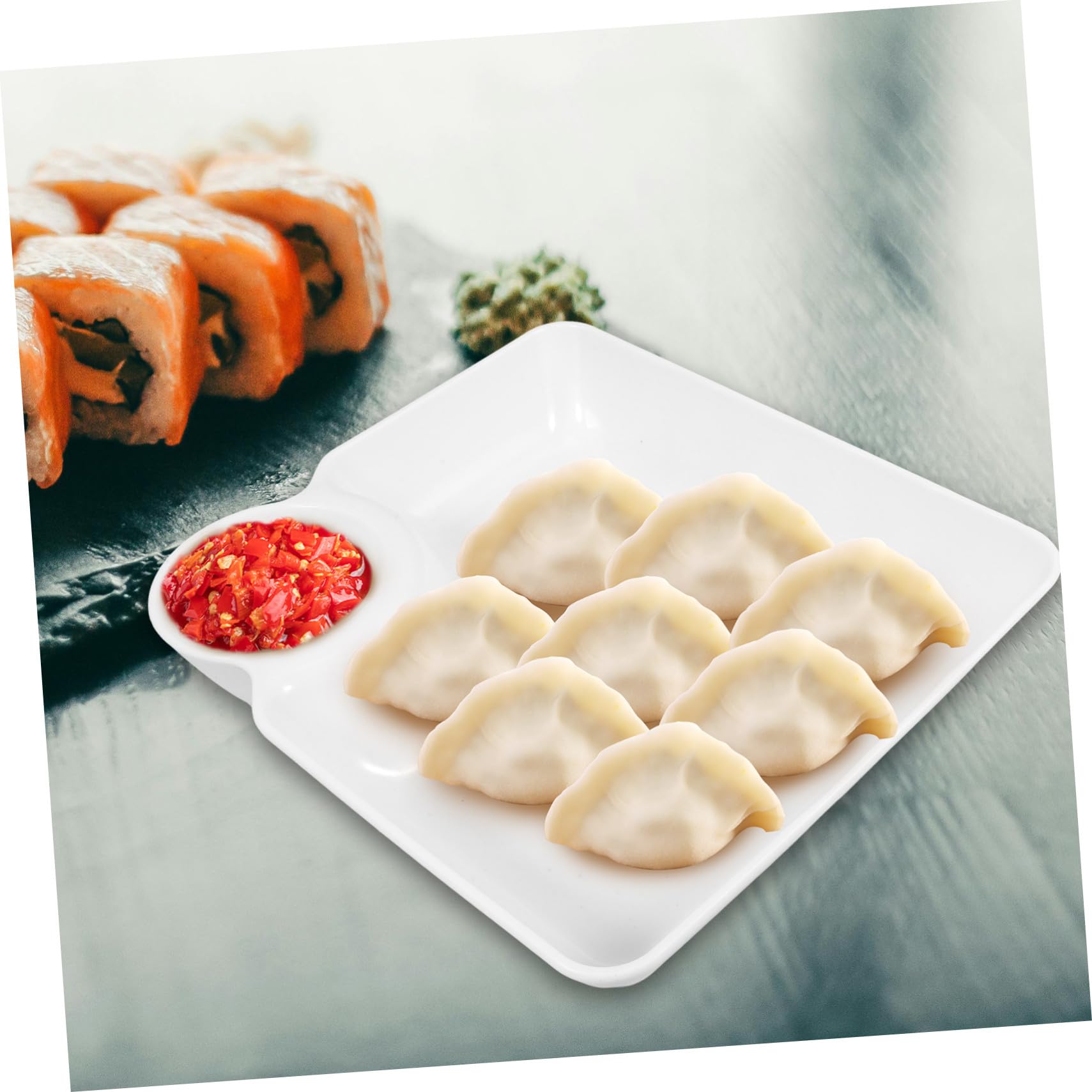 8 Stück Quadratisches Snackteller mit Dip Schale Wiederverwendbar aus Langlebigem Pp Geteilter Soßenhalter für Partys und Familienfeiern Platzsparendes Design