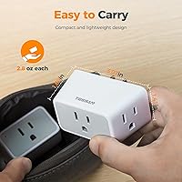 Vista 8 de TESSAN - Extensor de salida de pared de enchufe múltiple, 2 unidades, divisor de extensión de enchufe de CA de 3 vías, adaptador de enchufe de 3