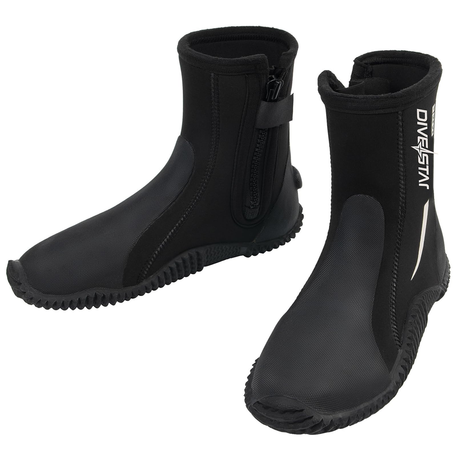 Skyone Neoprene Dive Boots, Men Women, 5MM Wetsuit Surf Booties, Diving Boots Tall Zippered with Anti-Slip Rubber Sole, Scuba Boots Dive Booties for
