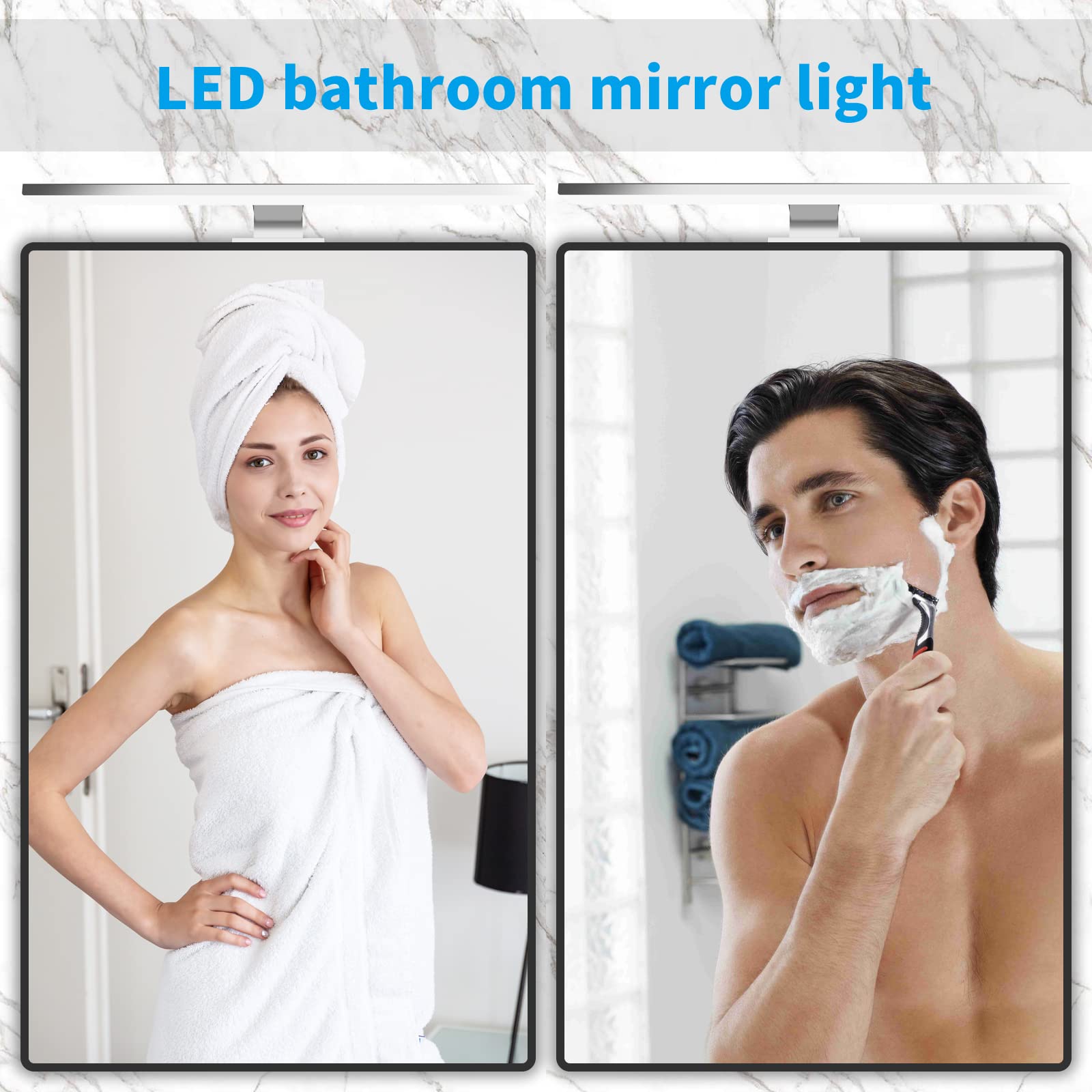 Aourow Lampara Espejo Baño 10W,40CM 820LM Aplique Luz Espejo Baño,Blanco frío 6500K Luces de LED Espelho Resistente al Agua para baño y Armario con Espejo CLASE II