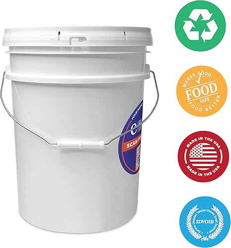 Miniatura 7 de Cubo de plástico de 5 galones con tapa hermética I Cubo de grado alimenticio  Rojo  Sin BPA I Heavy Duty 90 mil cubo multiusos reutilizable I Made