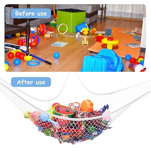 Miniatura 4 de Hamaca de animales de peluche, red de almacenamiento de hamaca de juguete, soporte de red de malla para juguetes de malla gigante, esquina de pared