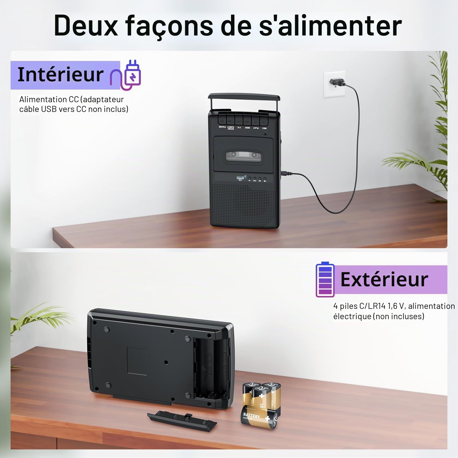 Lecteur Cassette Portable,Enregistreur de Cassettes,Convertisseur Numérique de Cassettes vers Disque Flash USB, Haut-Parleur Intégré, Poignée Rétractable