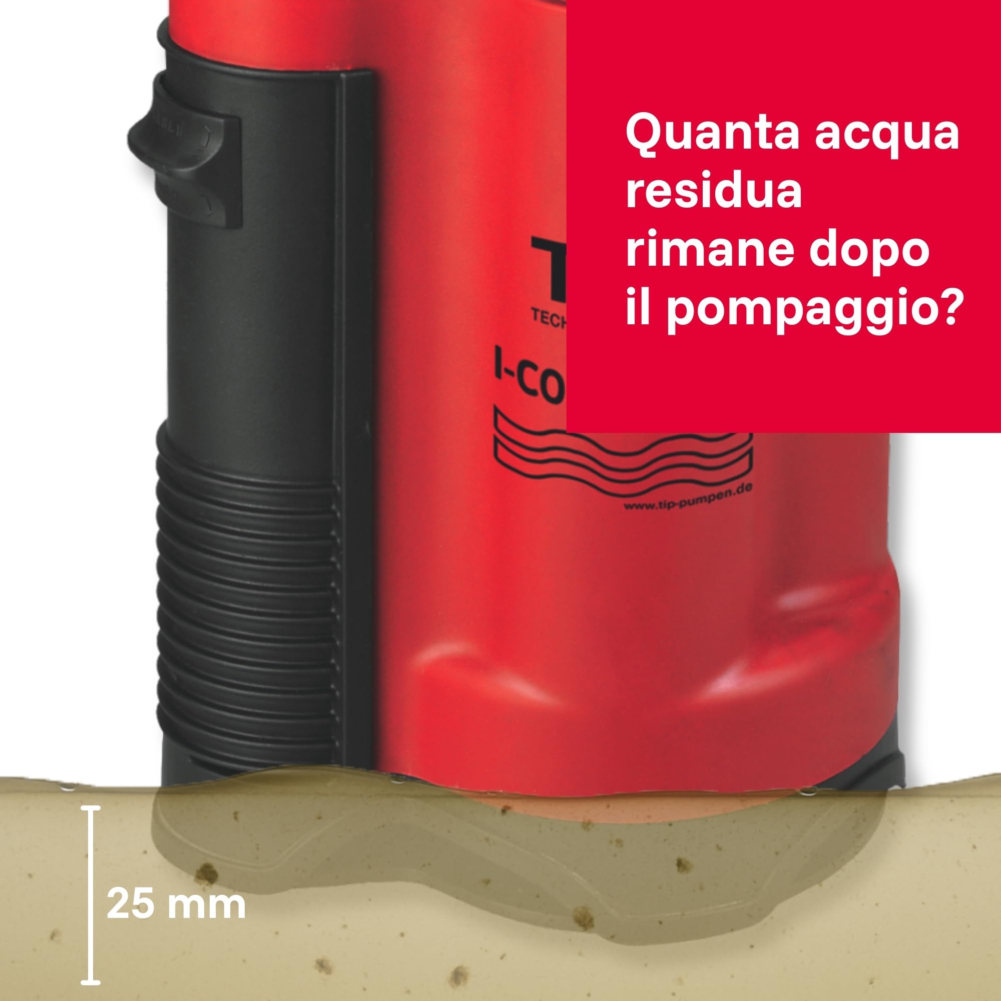 Pompa sommersa per drenaggio I-Compac 7500 in plastica con interruttore a galleggiante per acque sporche 400W, Rosso