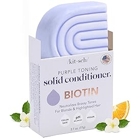 Kitsch Toning Purple Conditioner For Blondes & Color Treated Hair - Conditioner Bar For Women & Men - With Biotin for Strengthening & Neutralizing Brassy Tones - Vegan, Silicone & Sulfate Free - 2.7oz